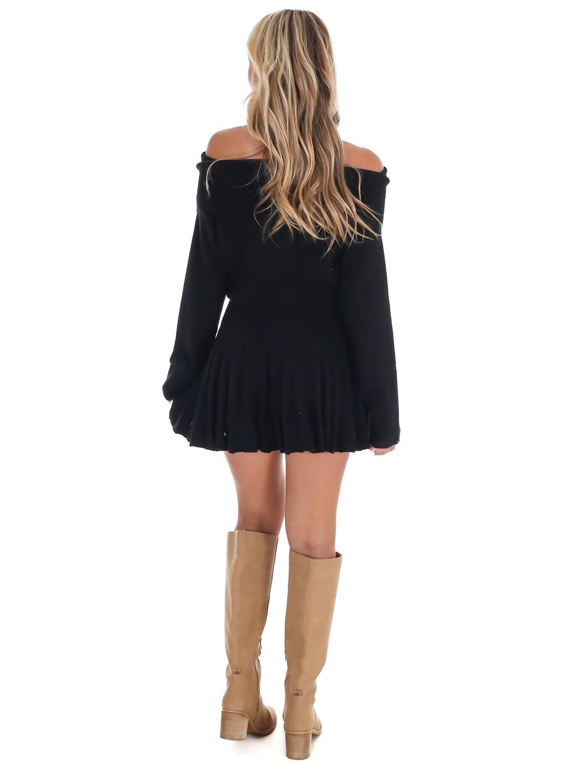 Mable - Daily Soft Off Shoulder Mini Sweater Dress