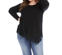 Karen Kane - Blair Asymmetric Fringe Top - Plus