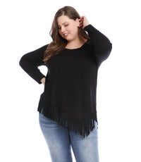 Karen Kane - Blair Asymmetric Fringe Top - Plus