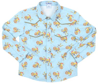 Blue Quail Clothing Co. Kid's Turkey Pearl Snap Long Sleeve Shirt in blue - kids' shirt