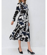 Miss Finch Nyc - Abstract Harmony Shirt Midi Dress