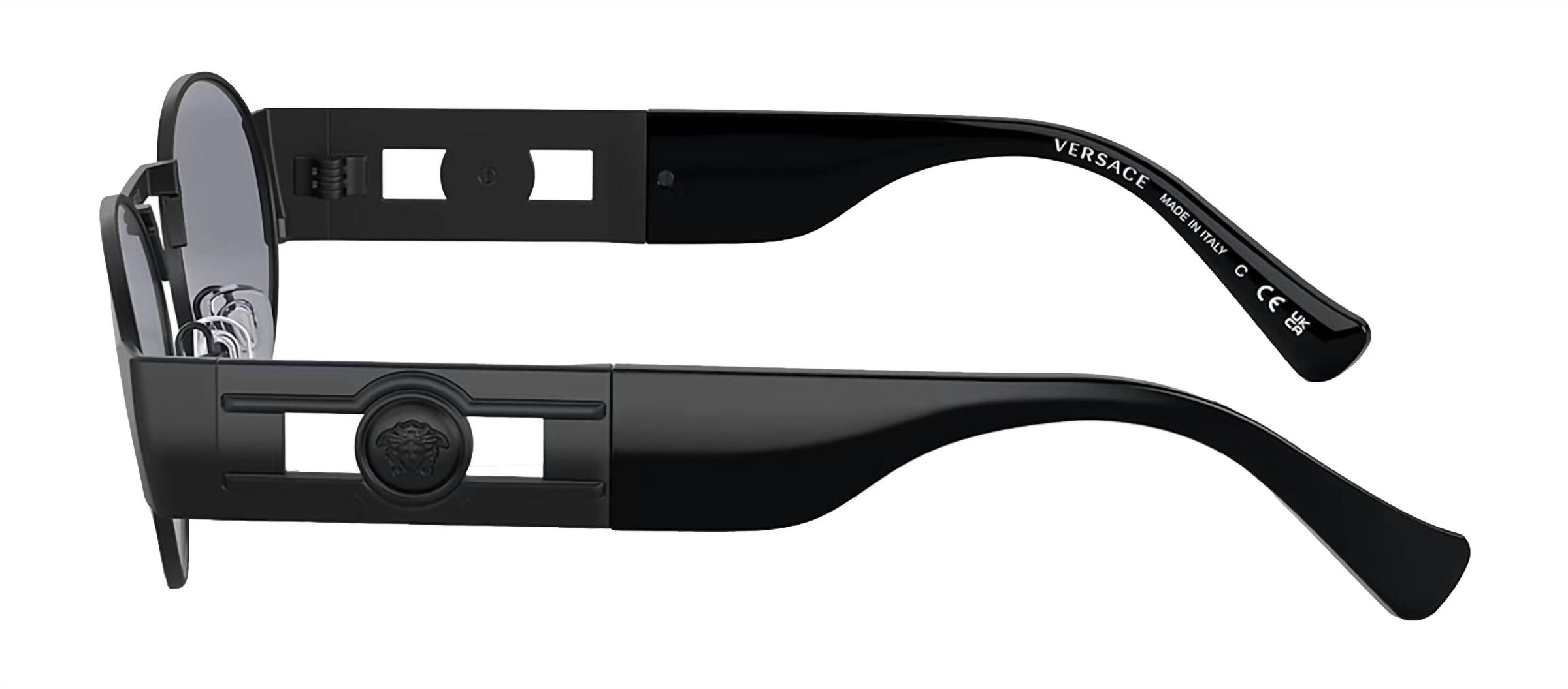Versace - Oval Metal Sunglasses with Grey Lens