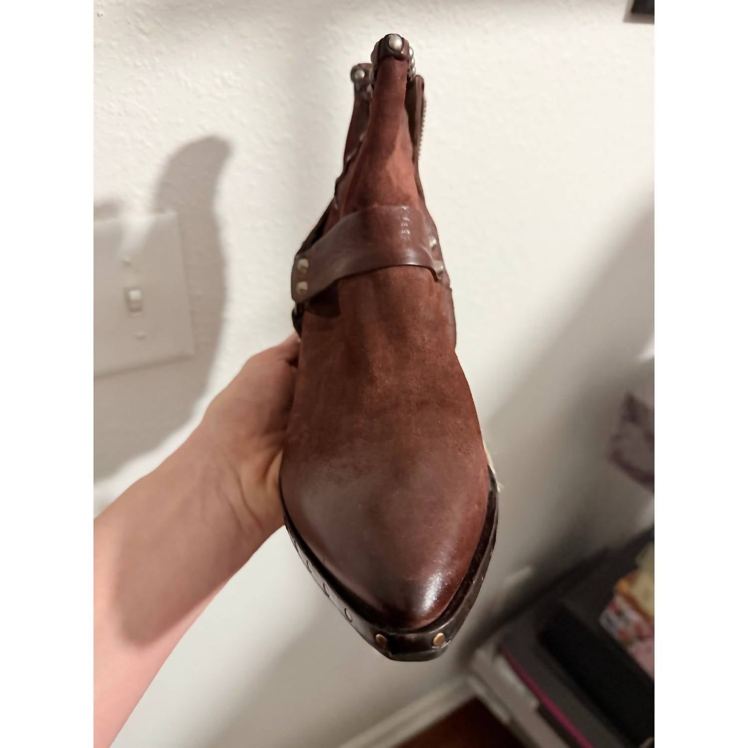 A.S.98 - Women's Distressed Leather Studded Ankle Boots
