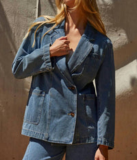 Crescent - Brandi Double Breasted Denim Blazer