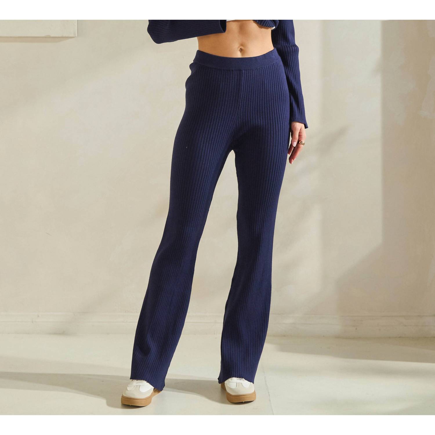 ABLE Button Front Sweater Top & Pants Set in blue - women's pants - view 7
