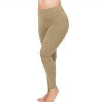 Zenana - Premium Cotton Tummy Control Moto Leggings