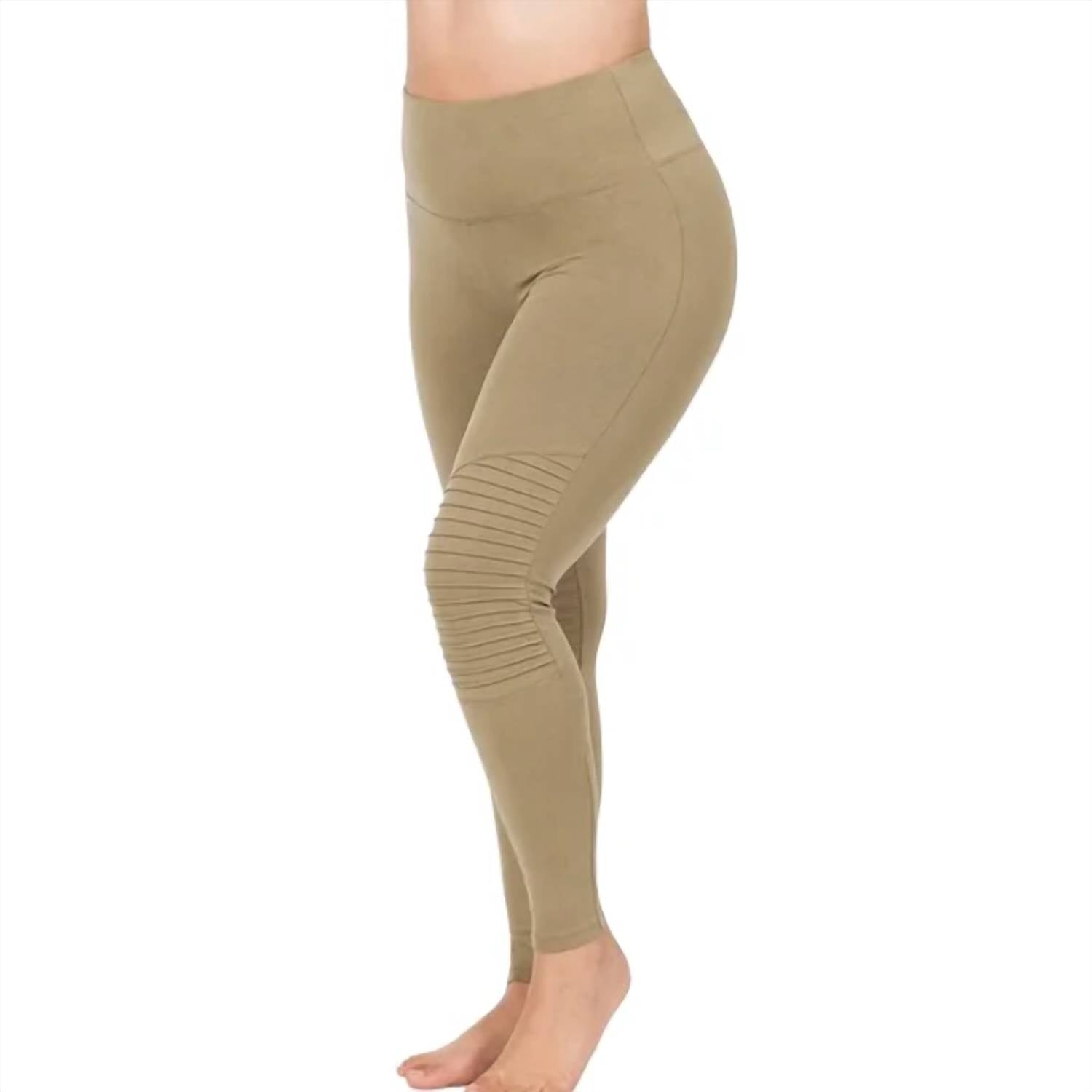 Zenana - Premium Cotton Tummy Control Moto Leggings