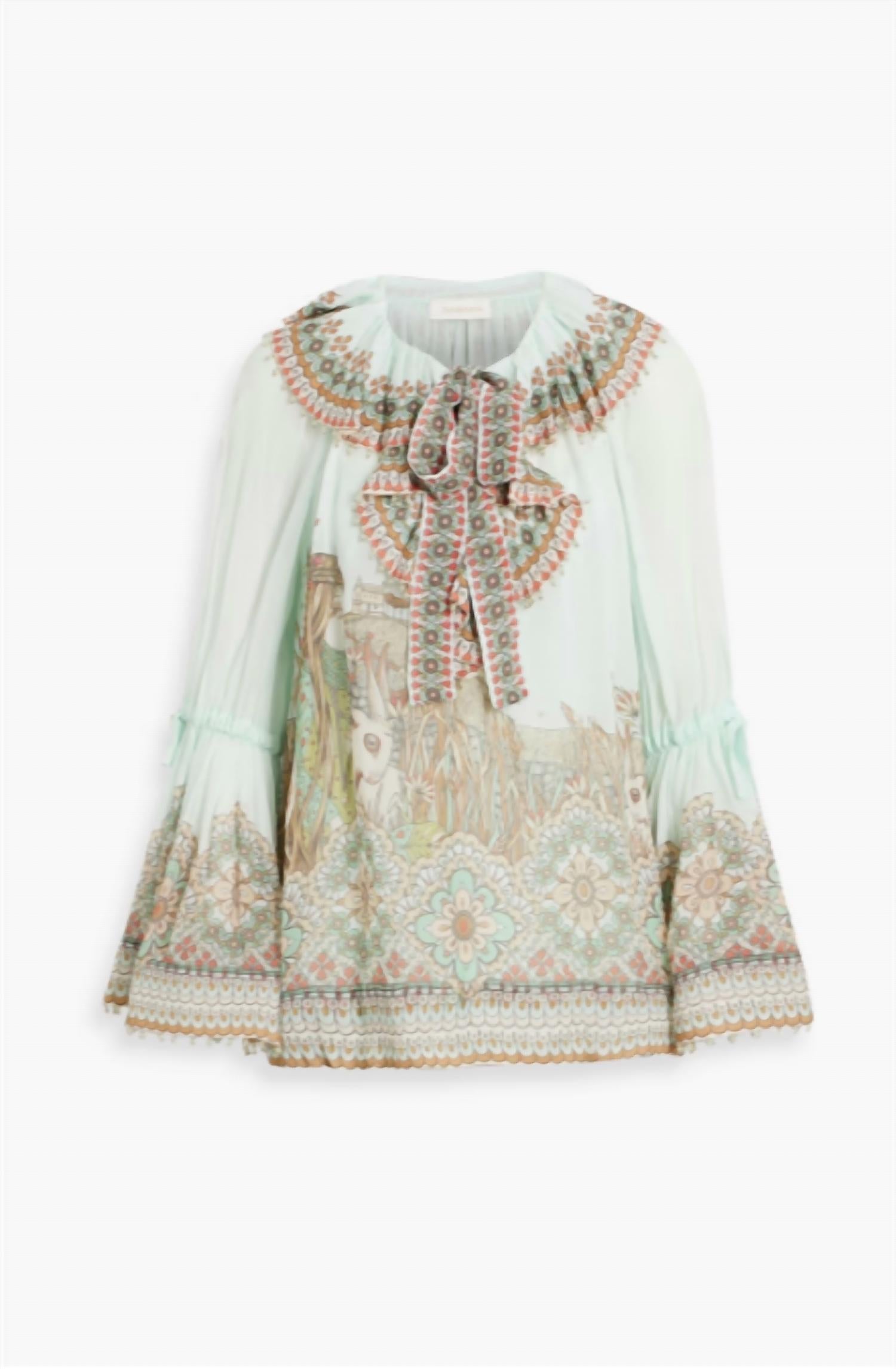 Zimmermann - Bead-Embellished Printed Chiffon Blouse
