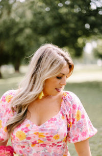 In The Beginning - Flower Power Summer Puff Sleeve Dress