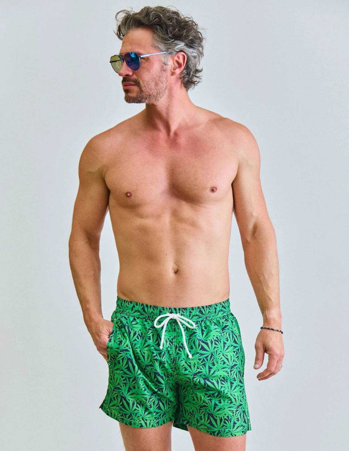 Calabrese 1924 - Leaf Print Swim Trunks