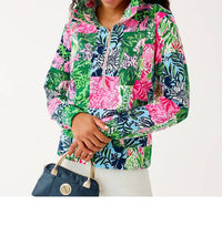 Lilly Pulitzer Upf 50+ Eleni Pullover in party punch patch - women's long sleeve top
