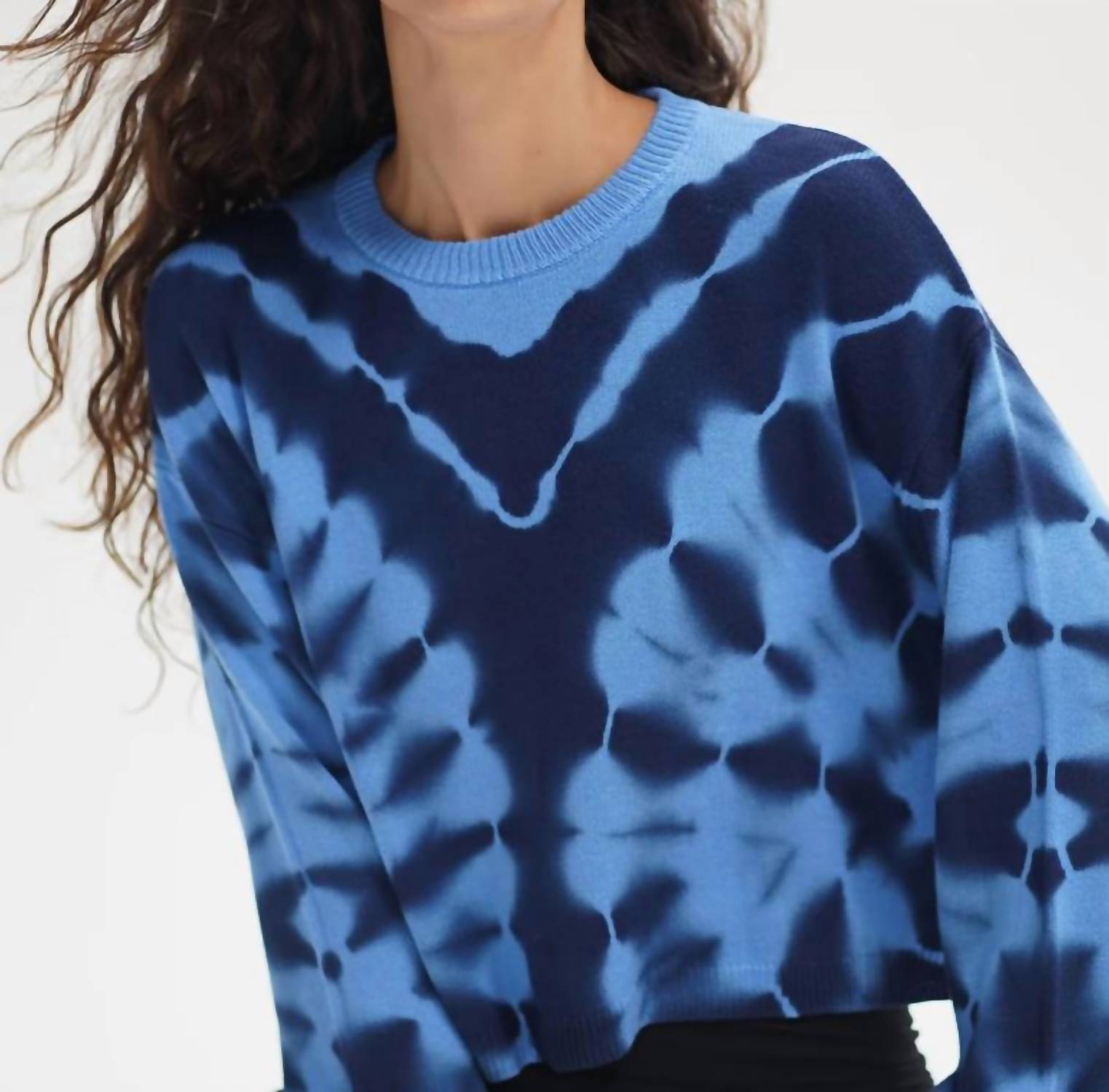 LNA Caprina Tie Dye Sweater in tyrrhenian blue - women's sweater - alternate view