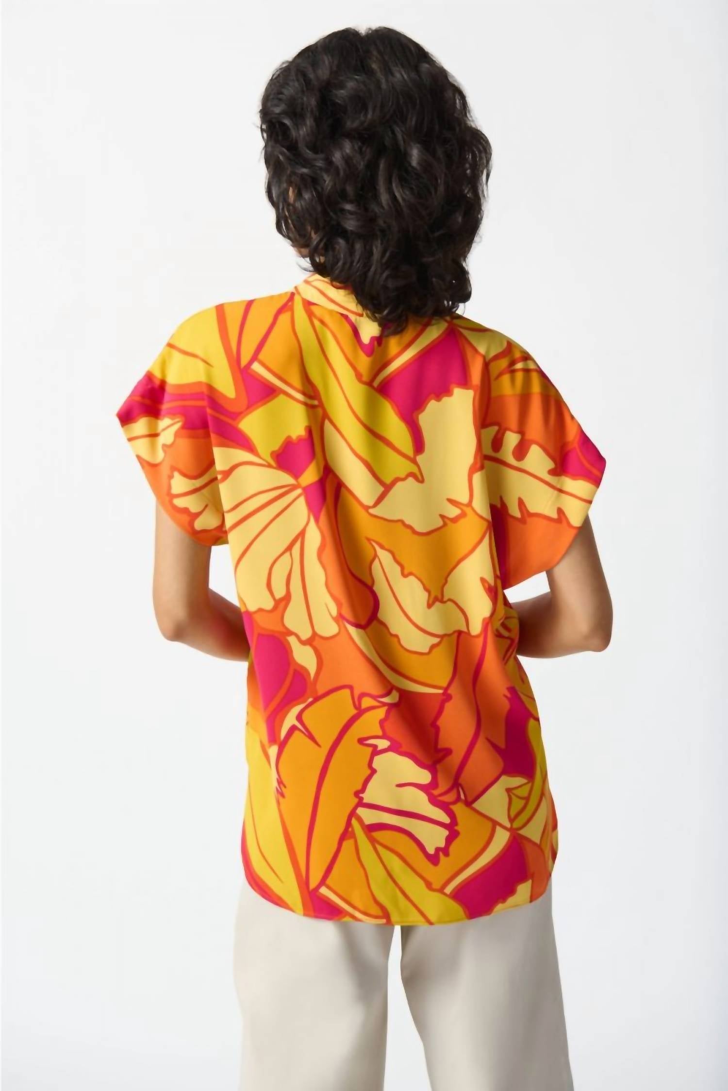 Joseph Ribkoff - Tropical Print Short Sleeve Boxy Top