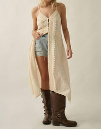 Promesa - Cotton Gauze Lace-trimmed Button-front Camisole Maxi Top