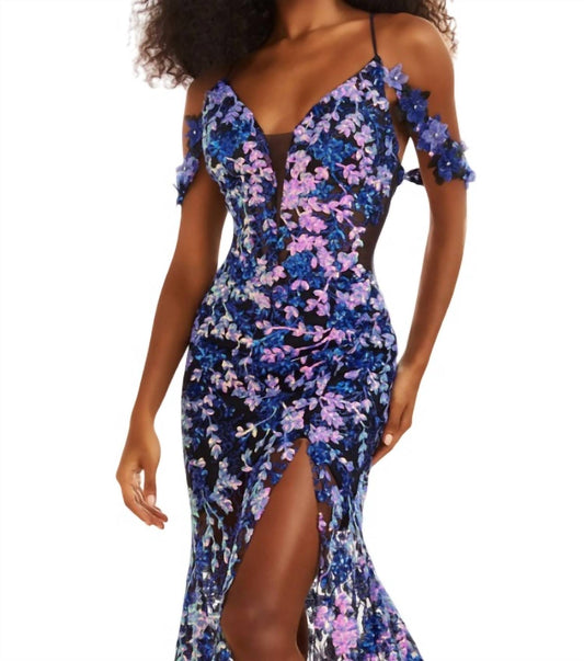 Ellie Wilde - Embroidered Sequin Tulle Mermaid Prom Dress