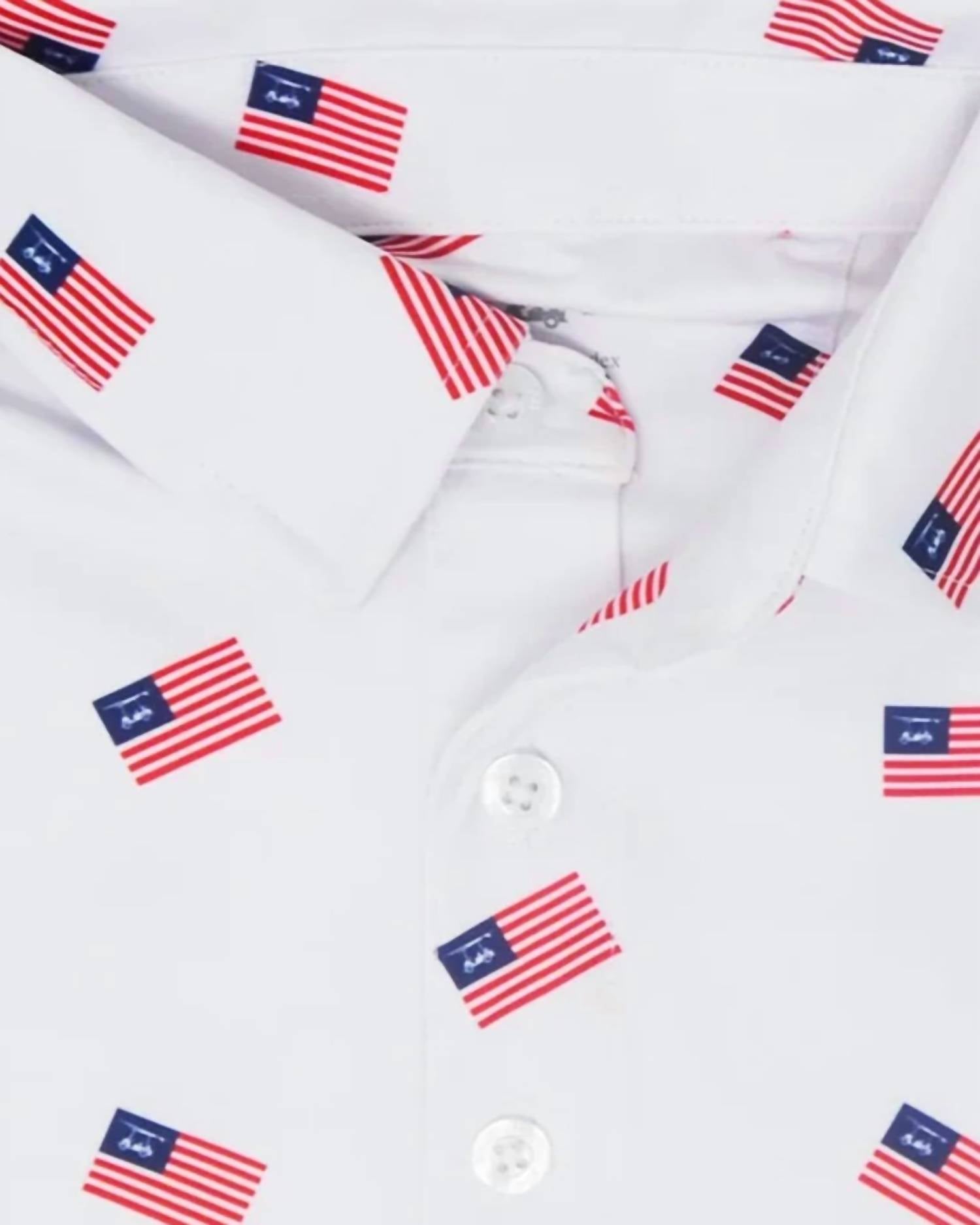 Bald Head Blues - Boys' Usa Flag Golf Polo