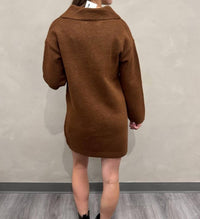 HYFVE Polo Long Sleeve Sweater Dress in chestnut - women's dress - view 5