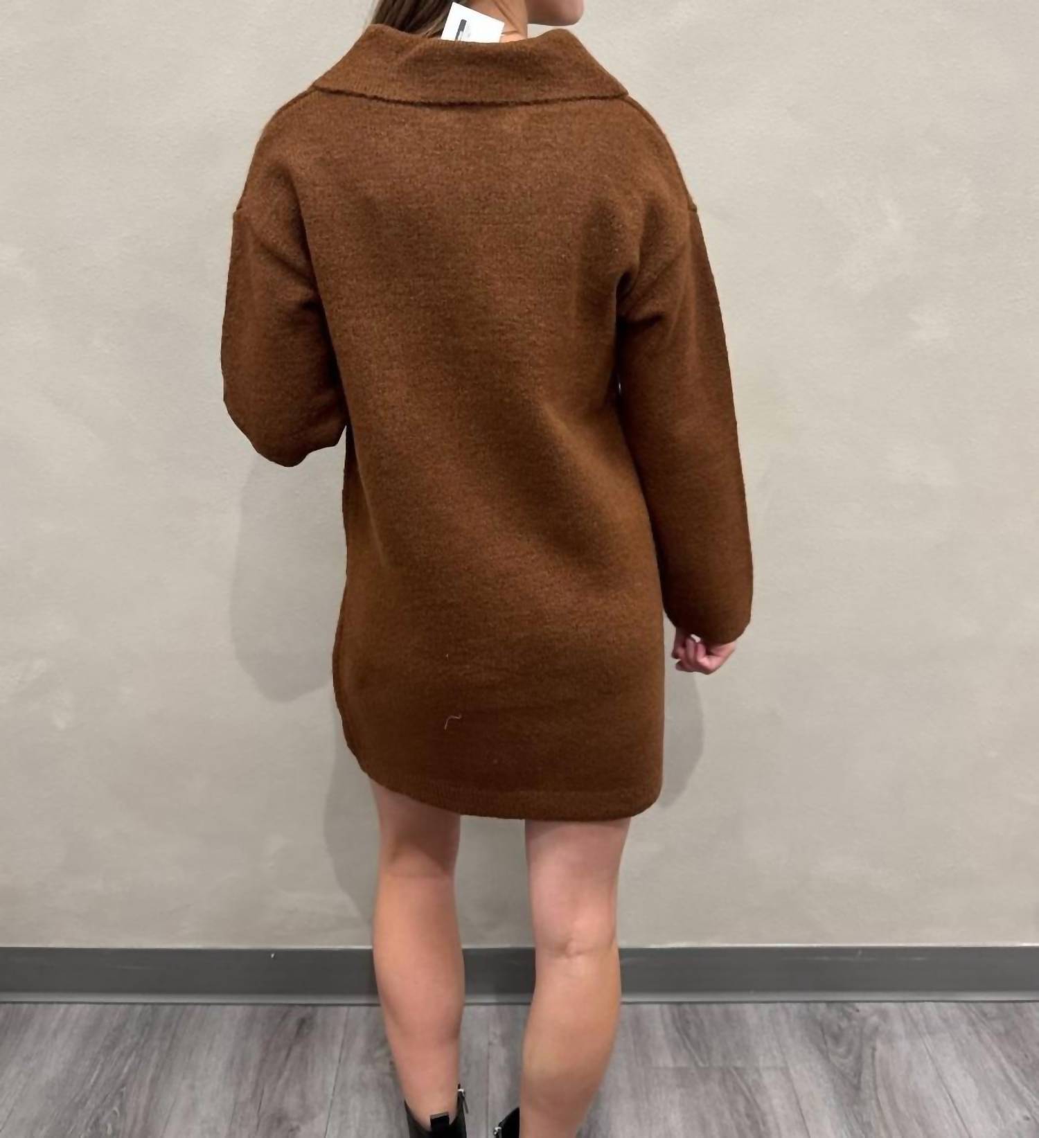HYFVE Polo Long Sleeve Sweater Dress in chestnut - women's dress - view 5