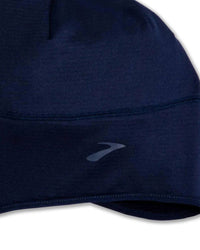 BROOKS Notch Thermal Beanie - Unisex in navy - men's hat - detail view