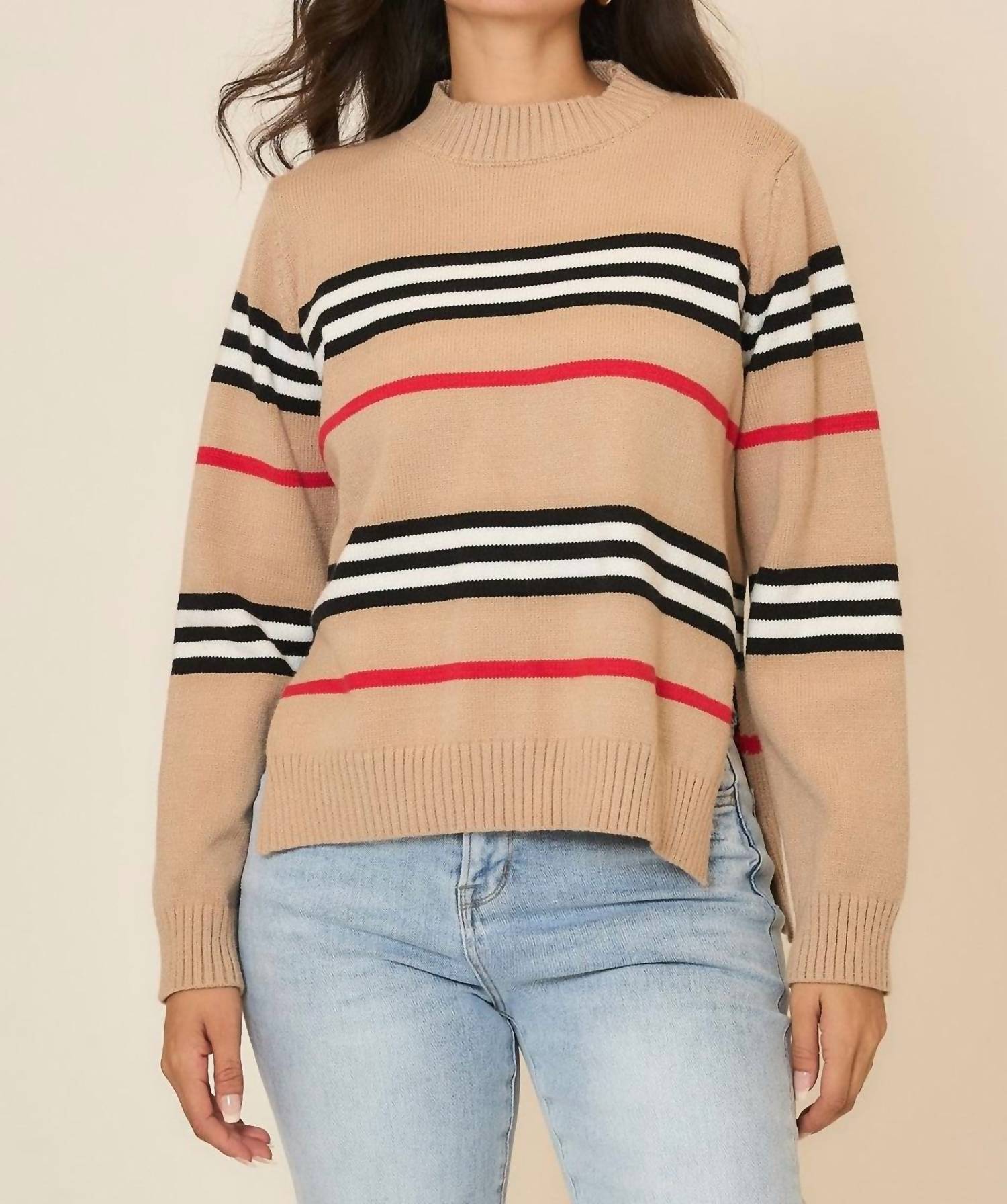 Cozy Co. - Striped Knit Sweater Top