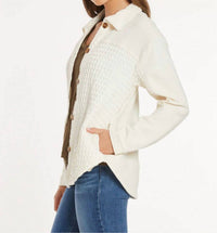 mododoc Mixed Texture Oversized Shacket in milk frost - women's jacket - alternate view