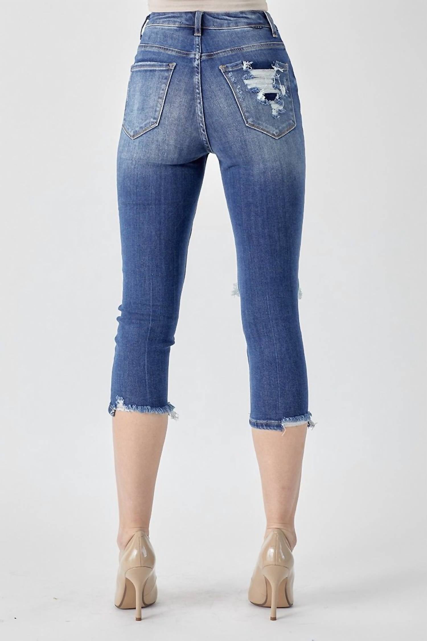 High-Rise Distressed Capri