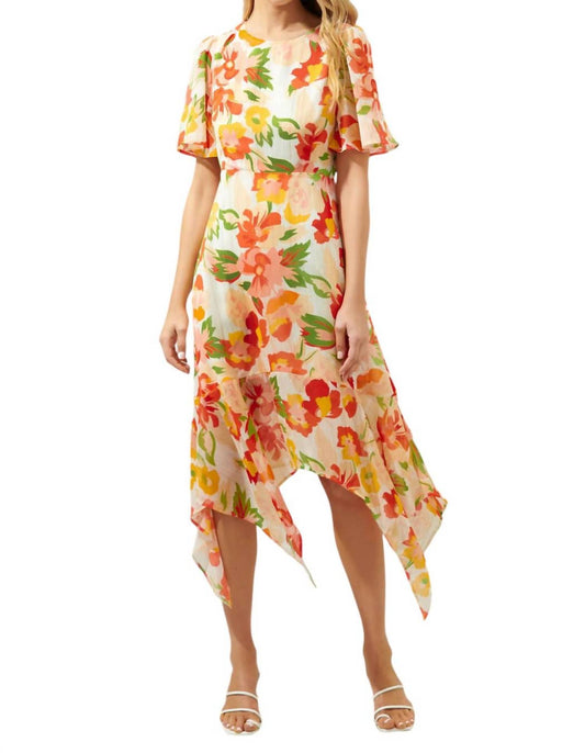 Sugarlips - Kailua Floral Aerin Asymmetrical Flutter Midi Dress