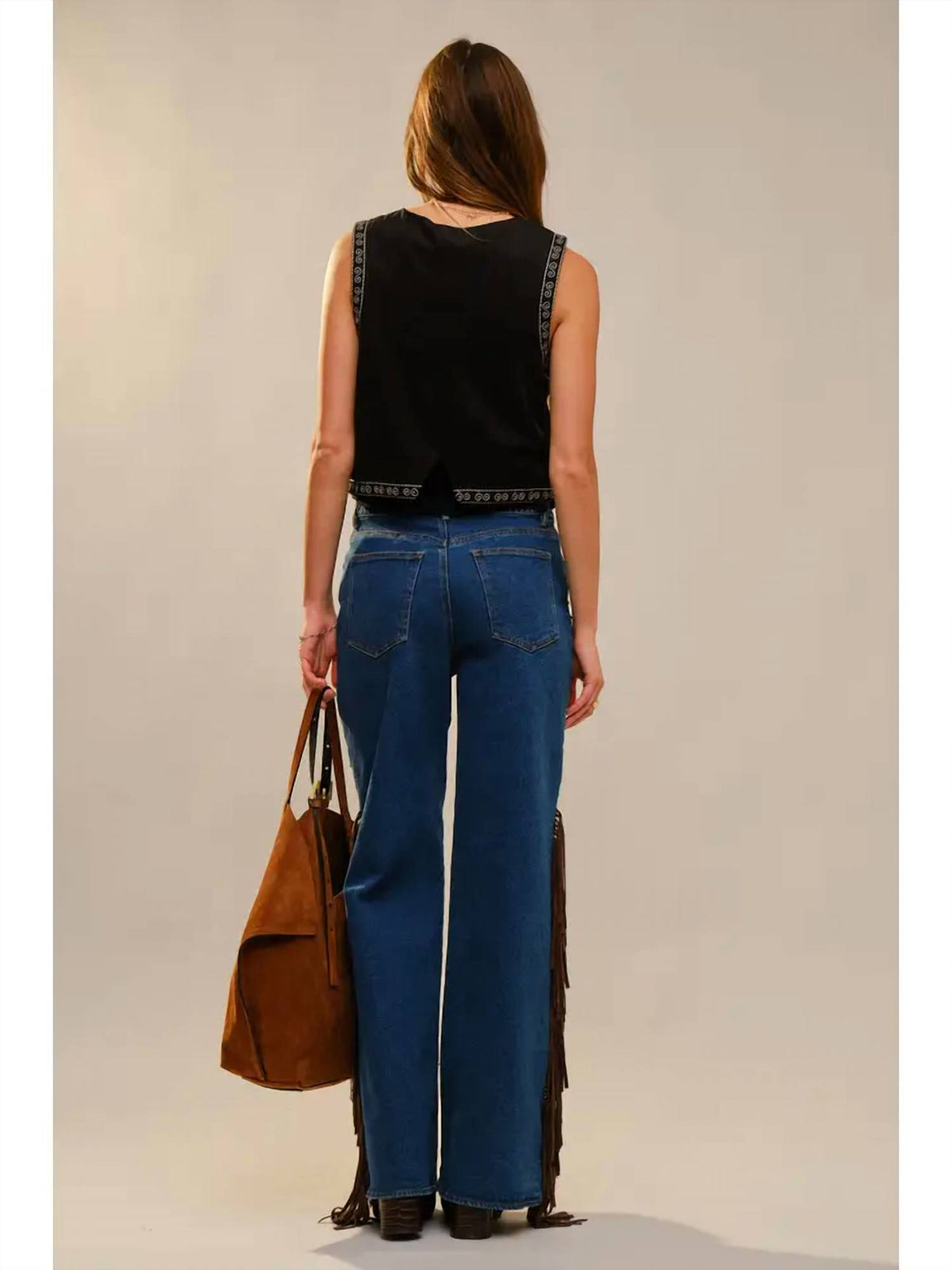Blue B - Embroidered Suede Vest