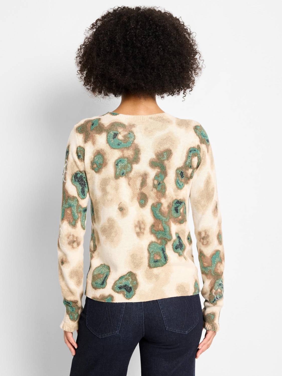 Nic + Zoe Callie Camo Shine Sweater in neutral multi - women's sweater - alternate view