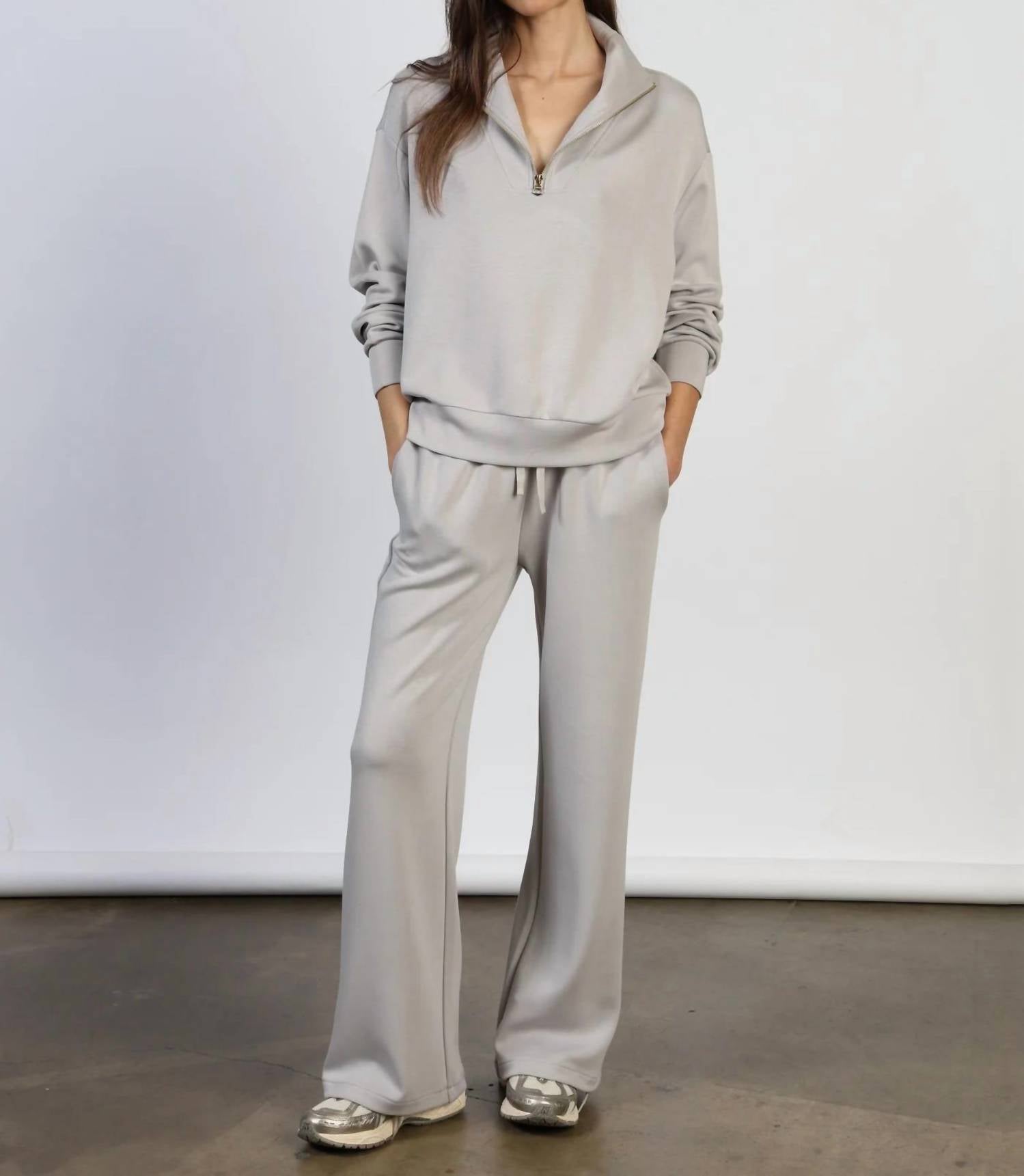 Dylan Saturday Wide Leg Pant in heather grey - women's pants