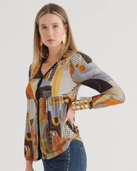 Dolcezza - Mixed Print Long Sleeve Blouse