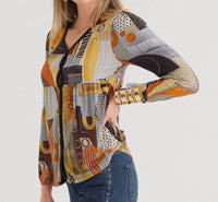 Dolcezza - Mixed Print Long Sleeve Blouse