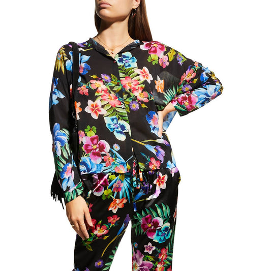 Maeve Floral Print Long Sleeve Button Tunic