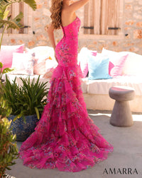 Amarra - Strapless Floral Gown With Ruffle Skirt Style