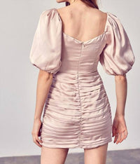 Puff Sleeve Satin Dress