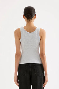 Nude Lucy Organic Rib Singlet in gray - women's tank top - alternate view