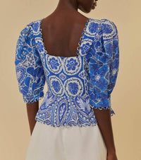 Farm Rio - Tile Dream Short Sleeve Blouse