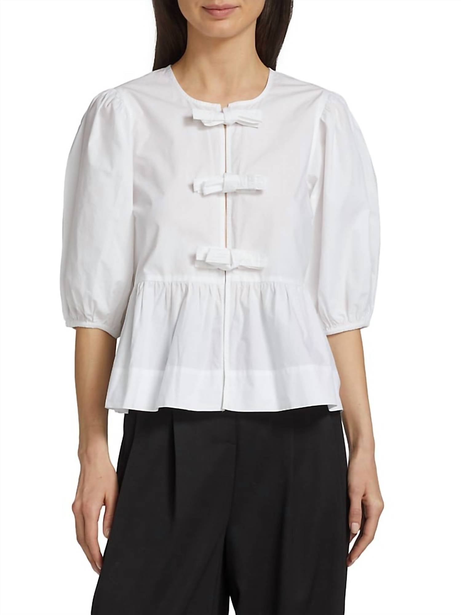 Ganni - COTTON POPLIN PEPLUM BLOUSE