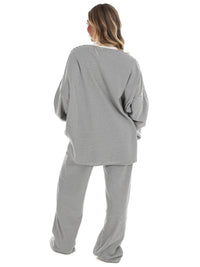 Things Between Made For More Striped Oversized Top in charcoal - women's sweater - detail view