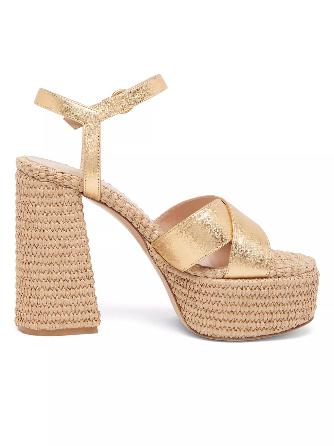 Gianvito Rossi - Women's Bebe Leather Raffia Platform Sandals