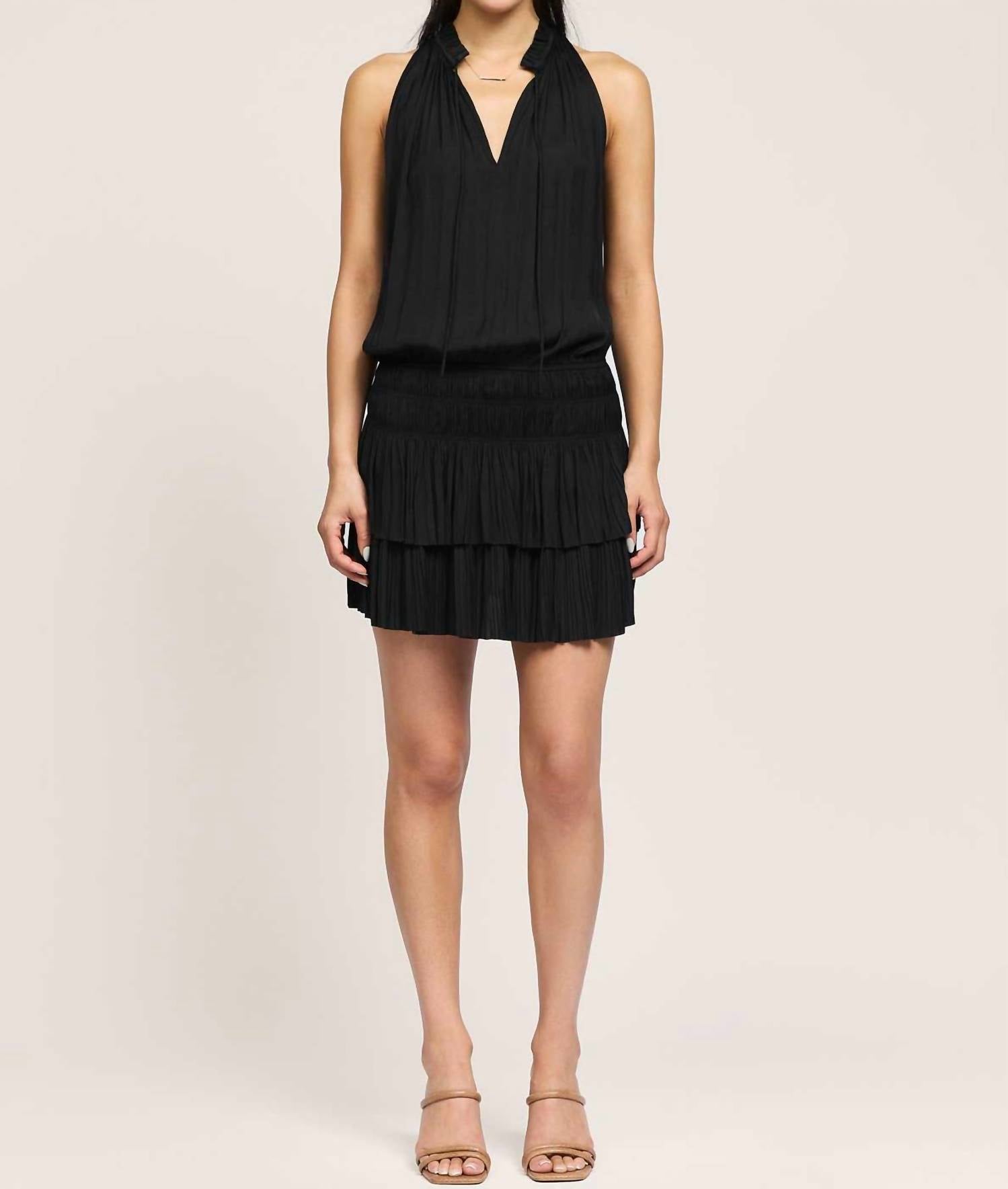 current air Cara Sleeveless Pleated Dress in black - women's dress - view 4