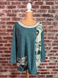 Multiples - Women's 3/4 Sleeve Faux Button Pull On Top