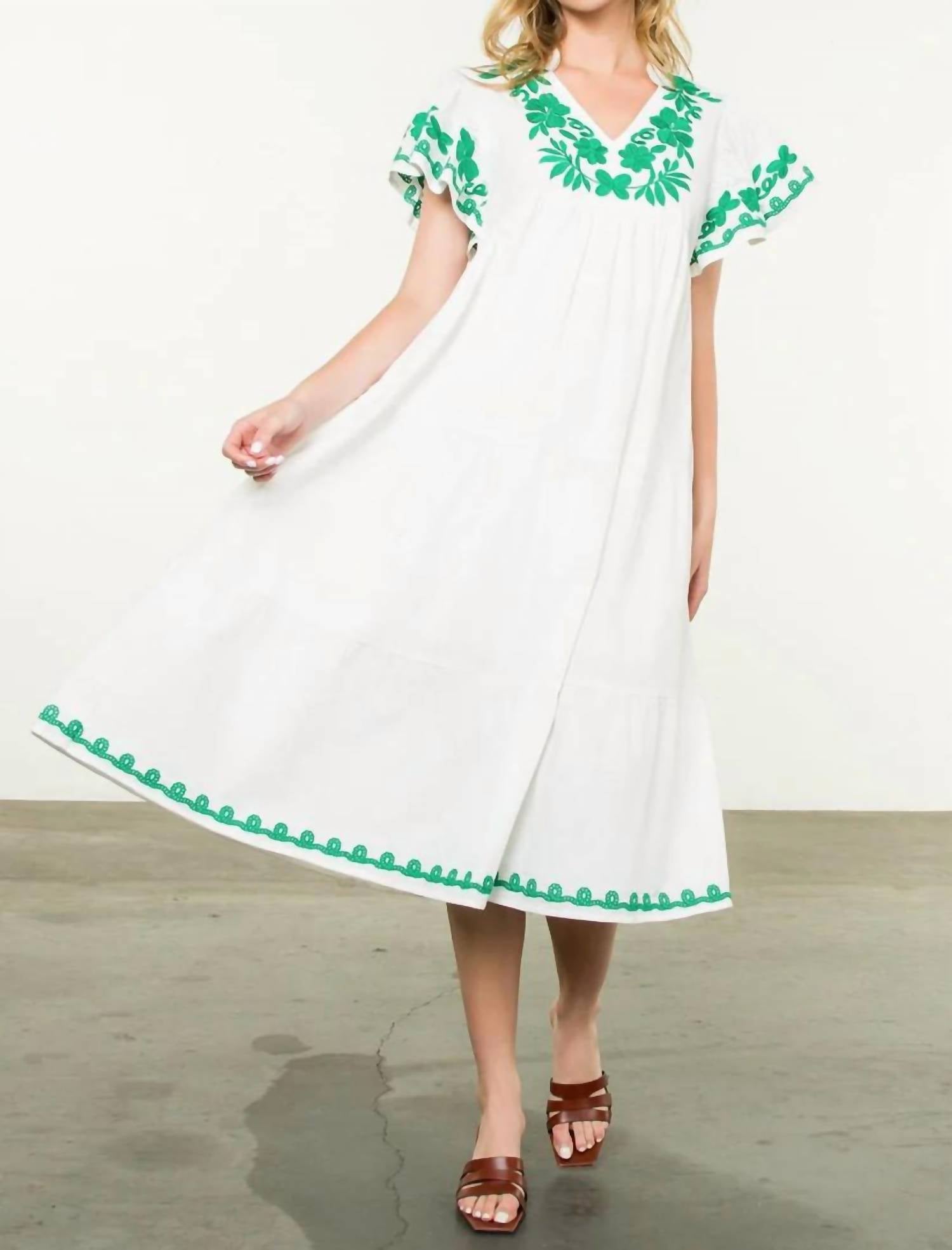 Thml - Flutter Sleeve Embroidered Dress