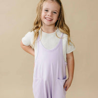 Little Joy Co. Bamboo Tank Romper in purple - kids' item - alternate view