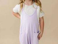 Little Joy Co. Bamboo Tank Romper in purple - kids' item - detail view