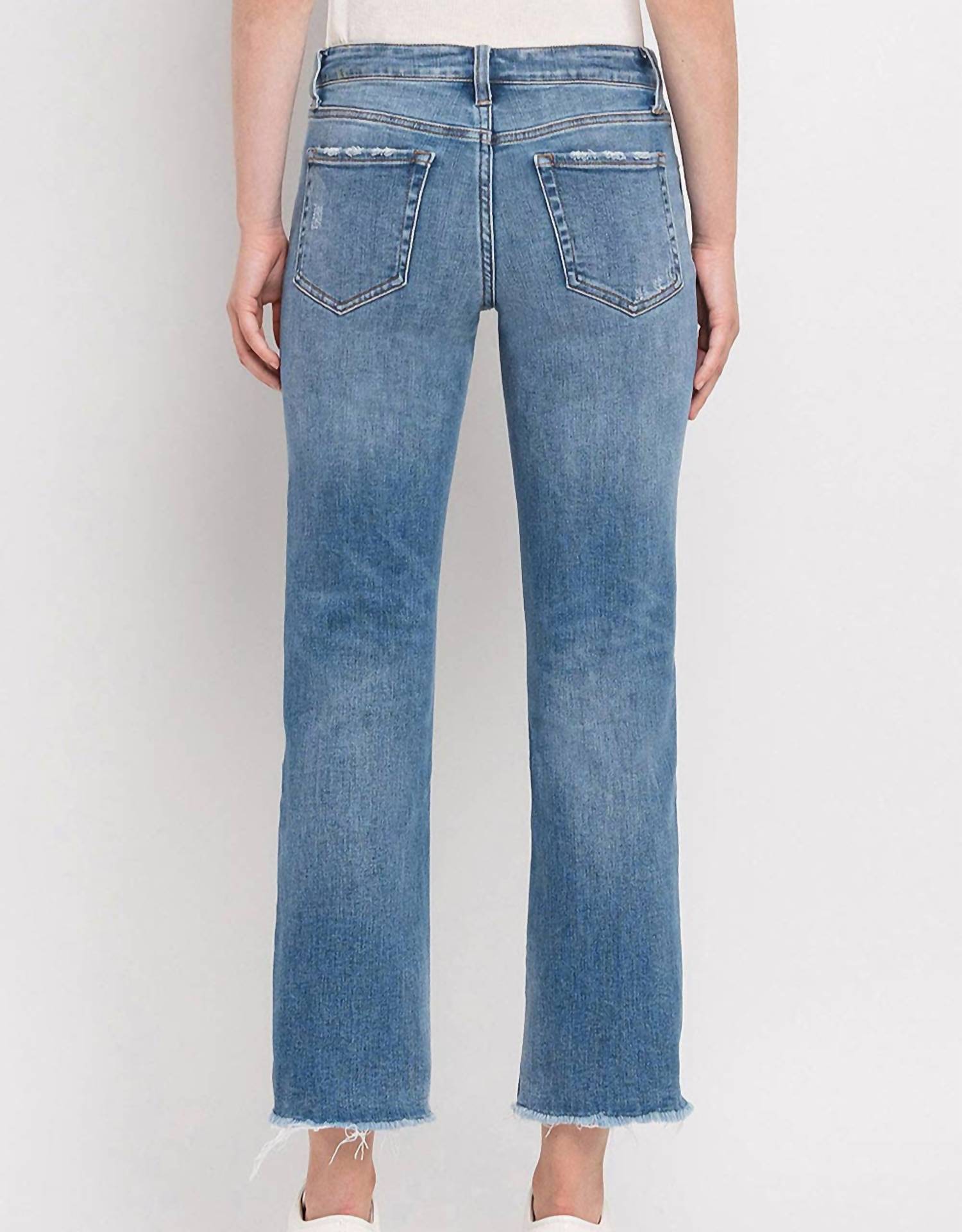 FLYING MONKEY Mid Rise Crop Straight Jean in stately - women's jeans - detail view