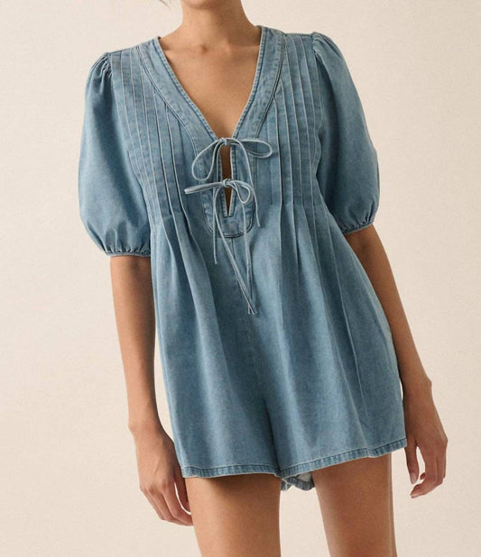 Promesa - Josie Puff Sleeve Pleated Romper