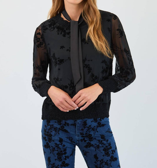 Fdj - Flocked Long Sleeve Mesh Top