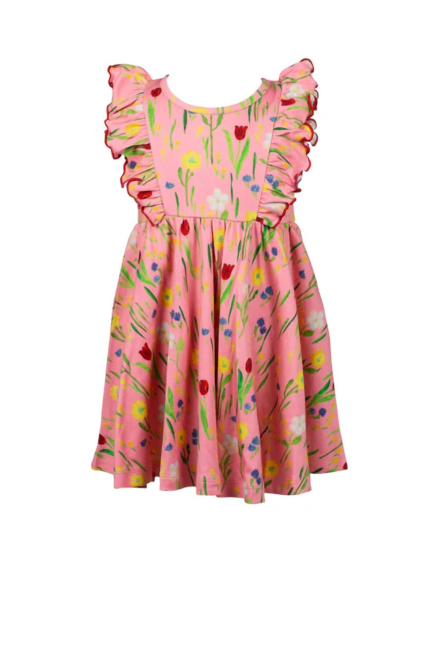 THE PROPER PEONY Lola Twirl Dress in hot pink - kids' dress - alternate view