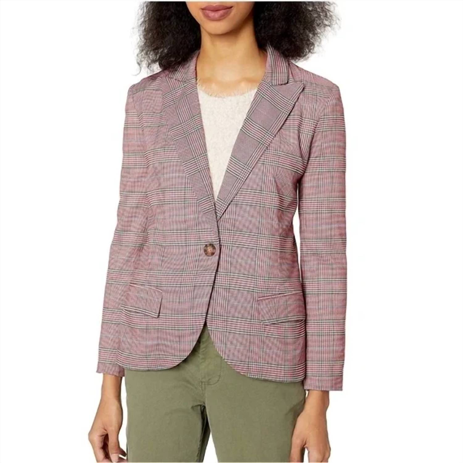 Bb Dakota - Just Checking In Rouge Plaid Blazer